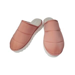 Maeve Women Pink Quilted Puffer Slides Slippers‎ Sherpa Lined Platform Size L